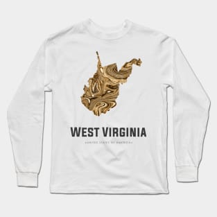 west virginia state map abstract golden brown Long Sleeve T-Shirt